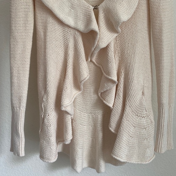 Free people Cascading Ruffle Ivory Cardigan S - Picture 2 of 10